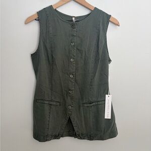 Young Broke & Fabulous Green Buttondown Vest
